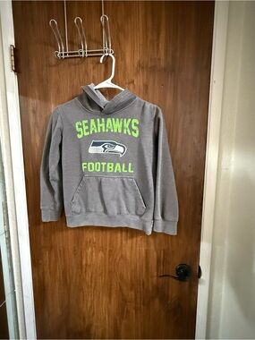 NFL Gray Kids Hoodie with Neon Green Seahawks Logo